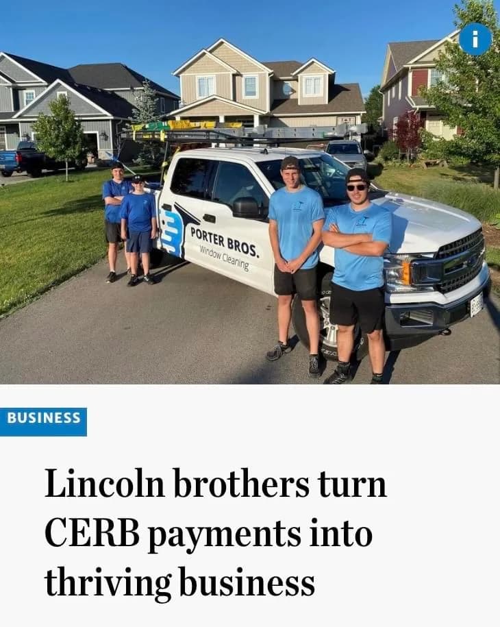 Porter Bros featured in Hamilton Spectator — Lincoln brothers turn CERB payments into thriving business