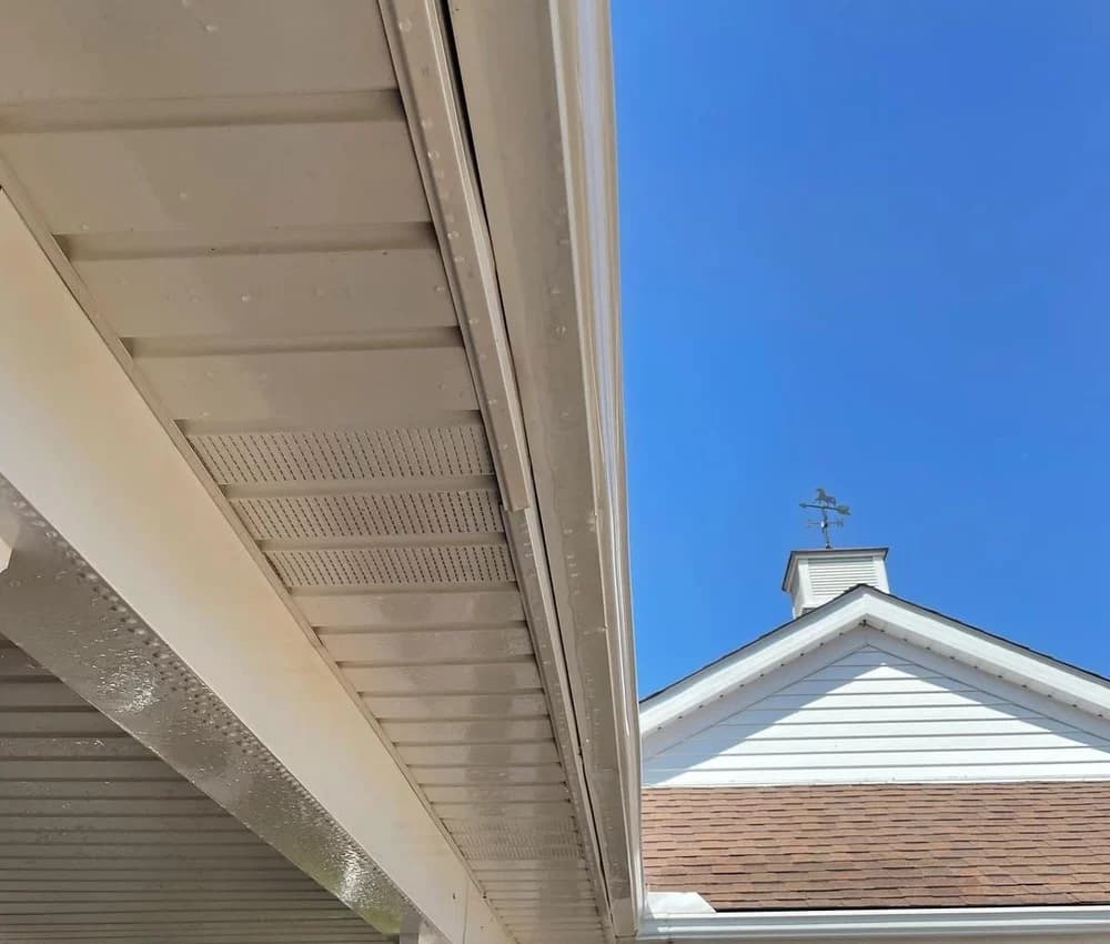 After — Eavestrough soft washing before and after in Grimsby