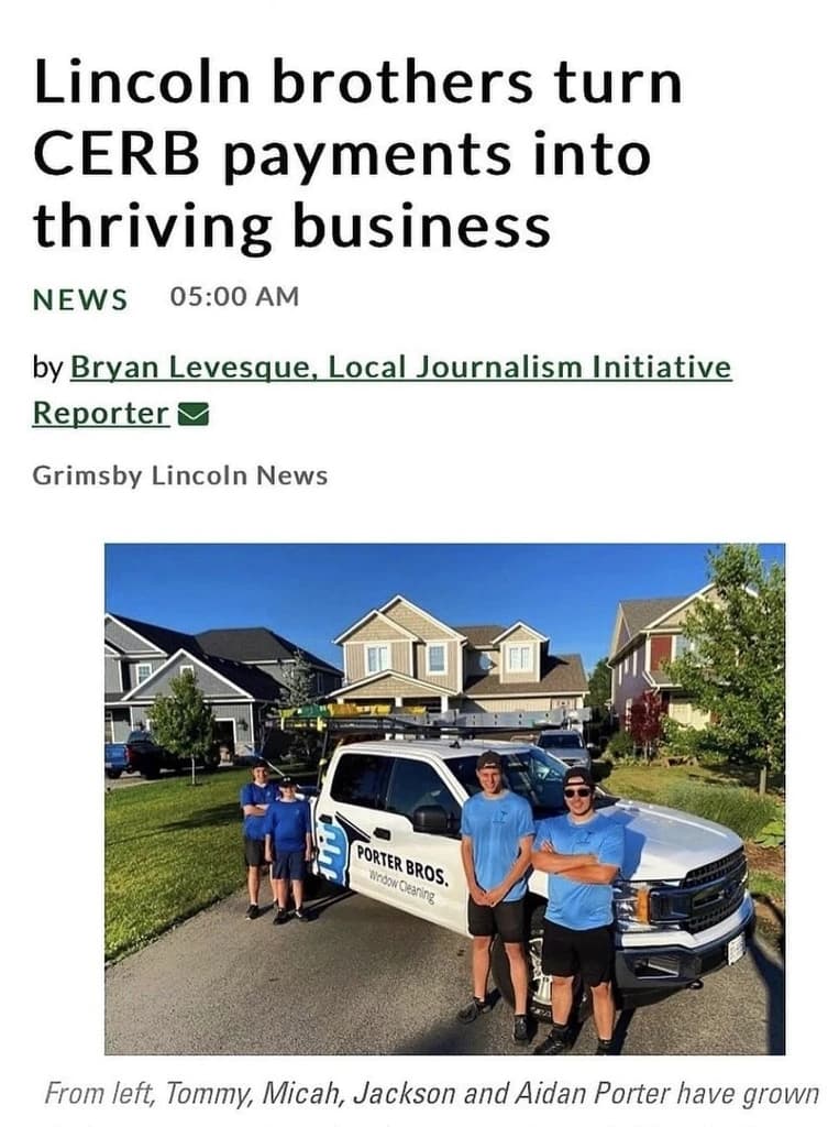 Porter Bros featured in Niagara This Week — Lincoln brothers turn CERB payments into thriving business