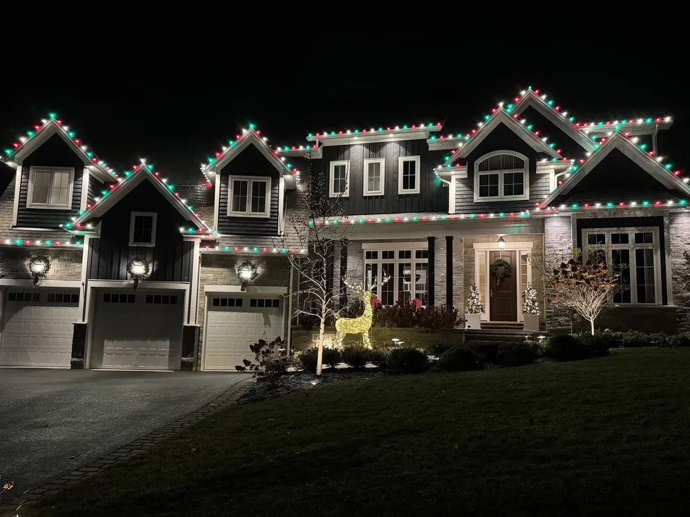 Professional Christmas Lights Installed on a house in Niagara Region